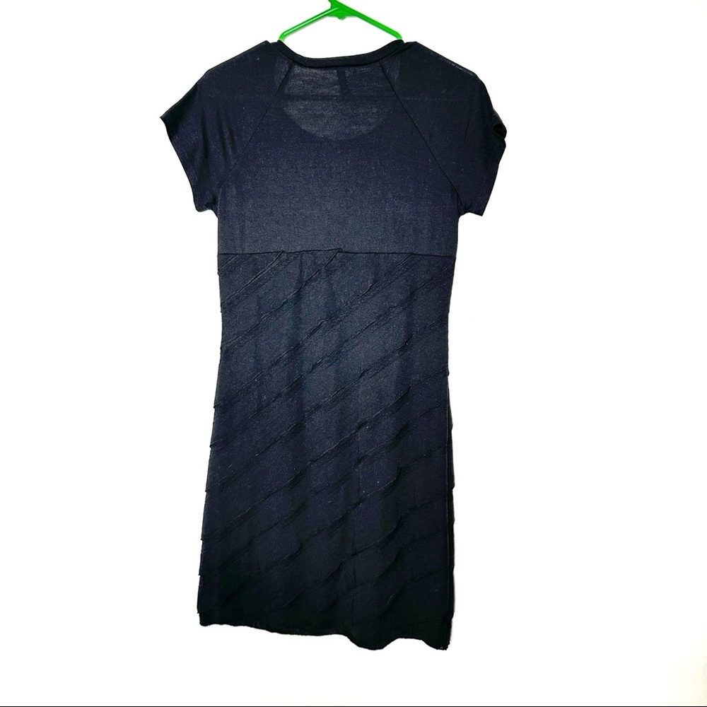 Vtg Cubism Black Short Sleeve Dress Sz S 15x36” Ruffles
